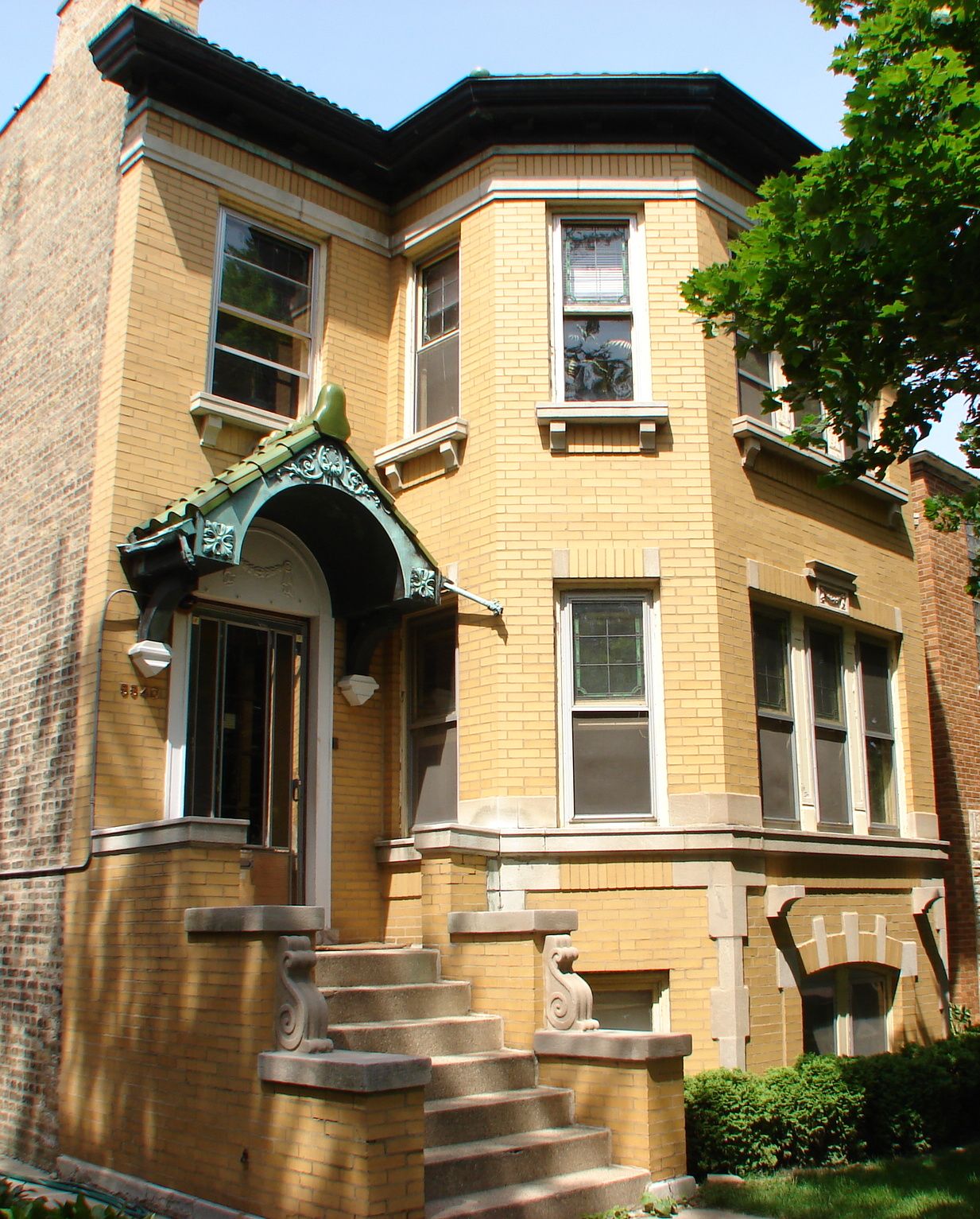 A brick two-flat of the kind found across Cicero, Illinois